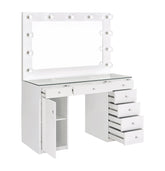 Coaster Percy 7-drawer Glass Top Vanity Desk with Lighting White Model 931143